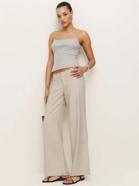 Reformation Vida Low Rise Pant in Dune Stripe